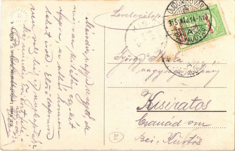 1915 Dombóvár, Jókai utca, üzletek + 'Újdombóvár pályaudvar' vasúti bélyegző - Image 2