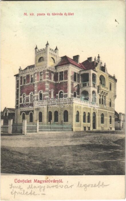 1915 Magyaróvár, Mosonmagyaróvár; M. kir. posta és távirda épület. Kiadja Pingitzer I.