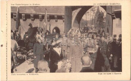 Kraków, Krakkau; Das Herrscherpaar in Krakau / Az uralkodópár (IV. Károly és Zita) Krakkóban / WWI Austro-Hungarian K.u.K. military, Charles I of Austria and Zita of Bourbon-Parma visiting in Kraków - képeslapfüzetből / from postcard