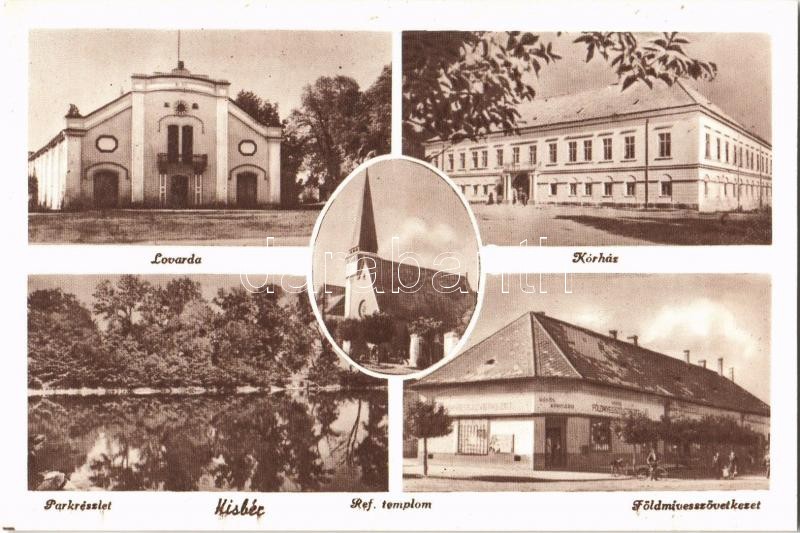 Kisbér, Lovarda, Kórház, Park, Református templom, Földmívesszövetkezet