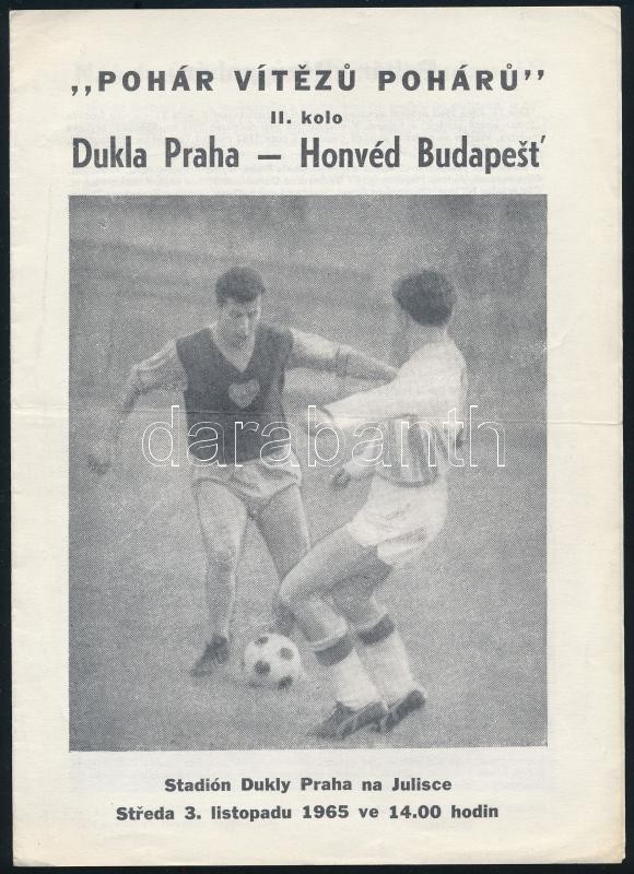 1965 Dukla Praha Budapest Honvéd labdarúgó mérkőzés képes meccsfüzete / Football match booklet 4p.