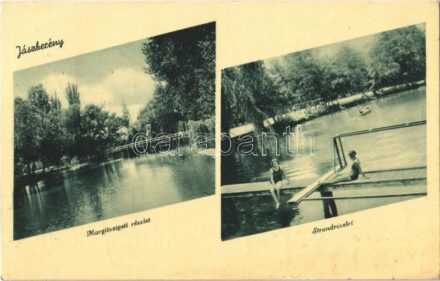 1937 Jászberény, Margitsziget, strand, fürdőzők. Doboczky László kiadása