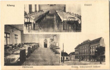 Kőszeg, Evangélikus leánynevelő intézet, hálóterem, ebdéglő, belsők. Róth Jenő kiadása
