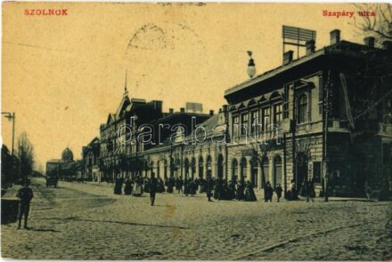 1908 Szolnok, Szapáry utca, Gabó László üzlete, zsinagóga. W.L. 1476. (fl)