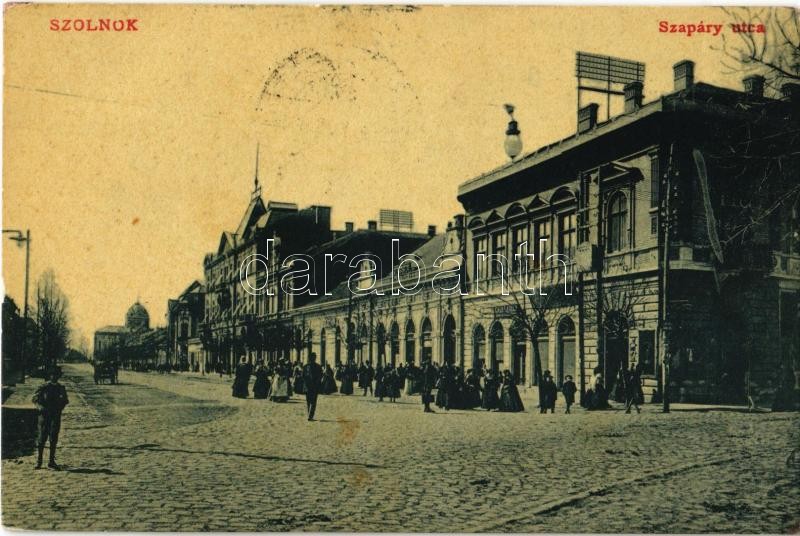 1908 Szolnok, Szapáry utca, Gabó László üzlete, zsinagóga. W.L. 1476. (fl)