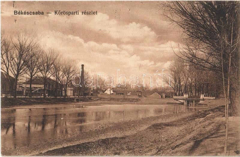 1916 Békéscsaba, Körös-parti részlet. Vasúti Levelezőlapárusítás 4505.