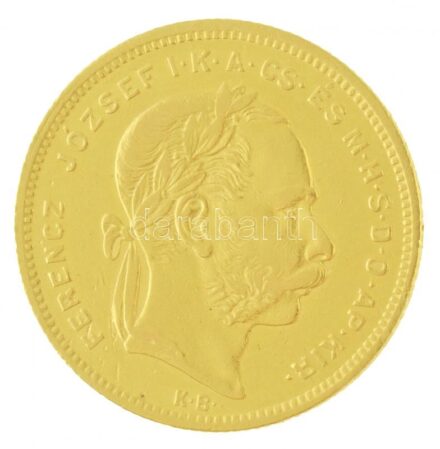 1871KB 8Ft/20Fr Au 'Ferenc József / Középcímer' Körmöcbánya (6,42g/0.900) T:2,2- ph. / Hungary 1871KB 8 Forint/20 Francs Au 'Franz Joseph / Coat of Arms' Kremnitz (6,42g/0.900) C:XF,VF edge error Adamo M23