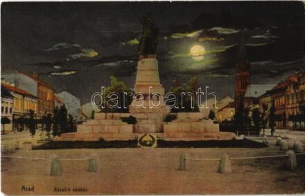 Arad, Kossuth szobor este / statue at night