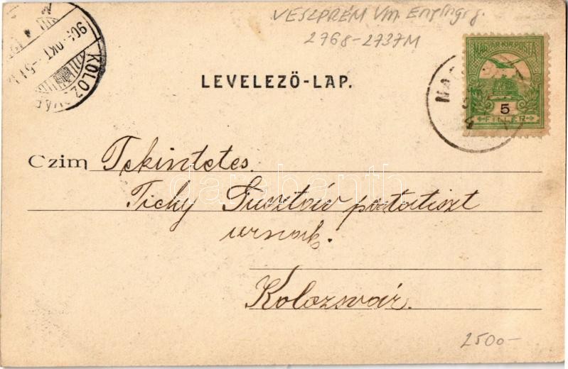 1903 Siófok, Vasúti híd csónakkal, Kiadja Ellinger Ede fényképész - Image 2