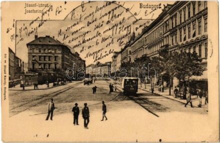 1904 Budapest VIII. József körút, Baross kávéház, villamos, bor és sörcsarnok. Divald Károly 641.