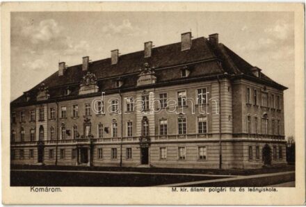 Komárom, Komárnó; M. kir. állami polgári fiú és leányiskola. hacker Dezső kiadása / boy and girl school (Rb)