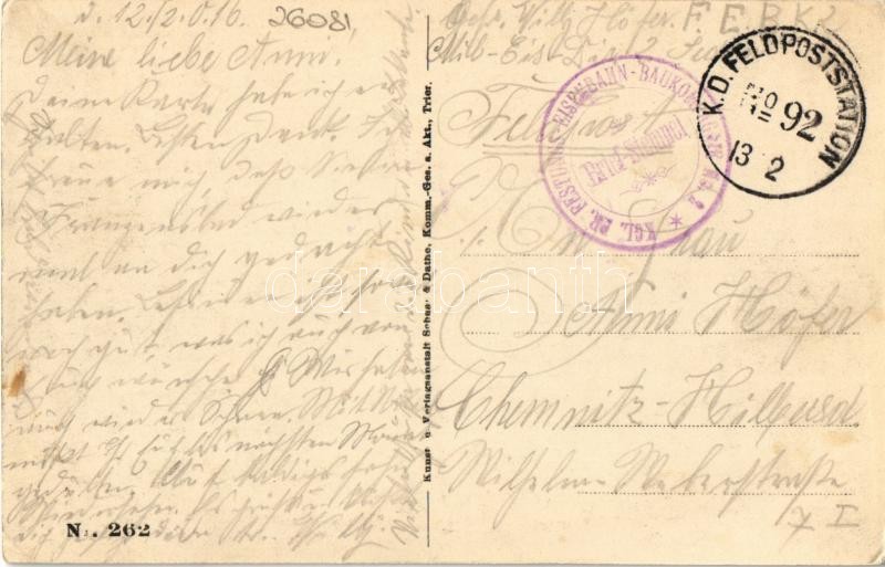 1916 Villers-la-Montagne, WWI German soldiers with ruins in winter (EK) - Image 2