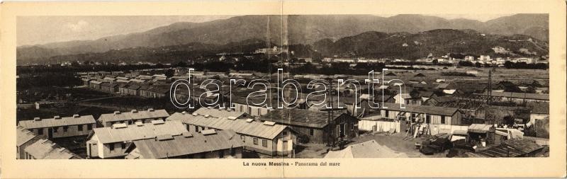 Messina, La nuova panorama dal mare / new colony after the earthquake. Folding panoramacard