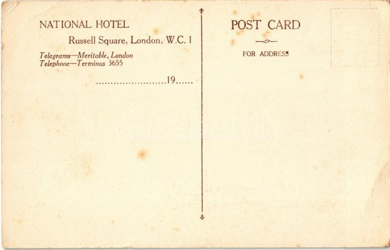 London, National Hotel, entrance hall, the lounge, interior. Upper Bedford Place, Russel Square (EK) - Image 2