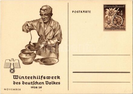 Winterhilfswerk (WHW) des deutschen Volkes 1938-39 November / 'Winter Relief of the German People' NSDAP Nazi Party propaganda, swastika; 6+4 Ga.
