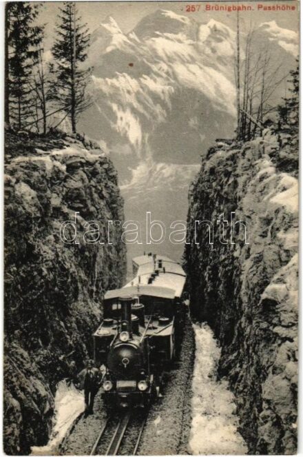Brünigbahn, Passhöhe / Swiss narrow gauge railway with locomotive