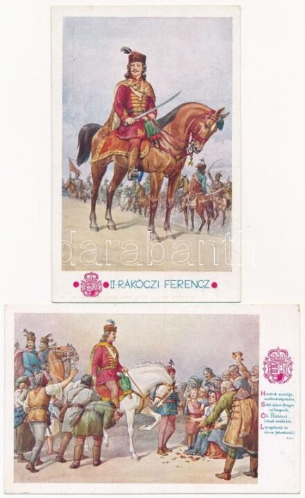 II. Rákóczi Ferenc Erdély fejedelme, jobbágyai között / 2 db régi képeslap / Francis II Rákóczi - 2 pre-1945 postcards s: Sándor B.