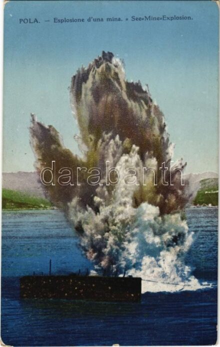 Pola, Pula; Esplosione d'una mina / K.u.K. Kriegsmarine, See-Mine-Explosion / Austro-Hungarian Navy mine explosion in the sea. C. Fano 1913. 5141.