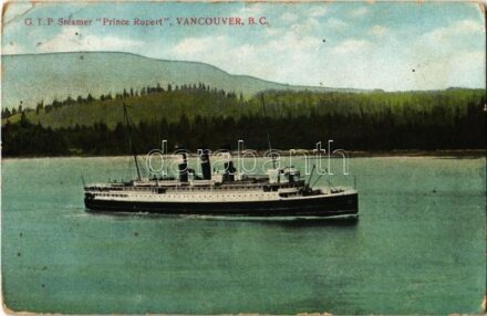 1913 G. T. P. (Grand Trunk Pacific) Steamer 'Prince Rupert', Vancouver BC (Rb)