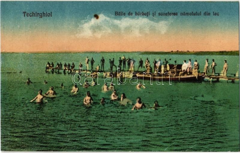 Techirghiol, Tekirgöl; Baile de barbati si scoaterea namolului din lac / men beach and mud removal from the lake