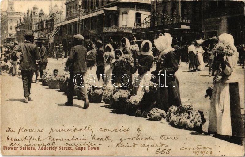 1908 Cape Town, Flower Sellers on Adderley street (EK)