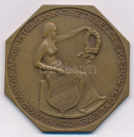 Zombori Kiss István (1902-1953) 1940. 'Magyar Általános Hitelbank Tisztviselőinek Sportegylete 1912 / Nyolcas II. 1940' Br díjérem (50,5x50,5mm) T:1-
