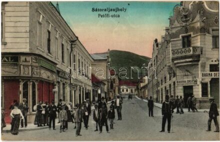 1915 Sátoraljaújhely, Petőfi utca, Barna Dezső, Kerekes Pál, Klein Jakab üzlete. Ifj. Deutsch Mór kiadása