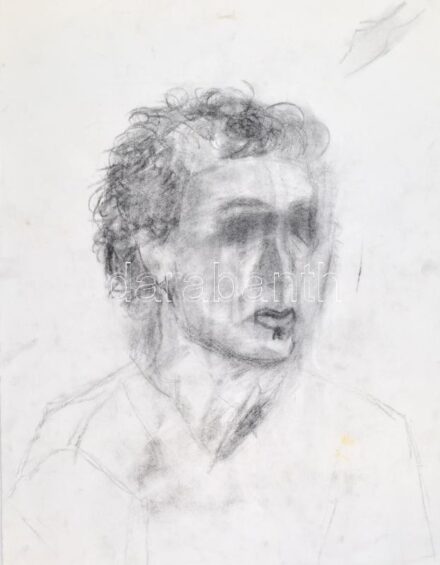 Jelzés nélkül: Férfi portré. Szén, papír, 65x50 cm