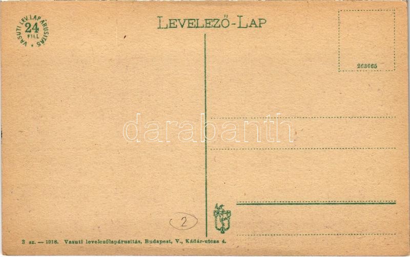 Debrecen, Városháza, utca, mezítlábas gyerekek, Tóth Kályha és vasbútor raktára, Csillag Arthur üzlete. Vasúti Levelezőlapárusítás 3.sz. - 1918. - Image 2