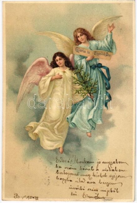1901 Gloria in Excelsis Deo / Angels greeting litho
