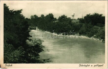 1932 Siófok, Sió részlet a zsilippel (EK)