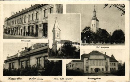 Mátészalka, utca, római katolikus és református templom, MÁV osztály, vármegyeház, gyógyszertár, mezőgazdasági bank