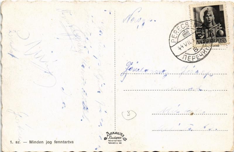 1944 Perecseny, Perechyn, Perecin (Ung megye); Ung völgye / Uzh river valley + kétnyelvű pecsét / bilingual cancellation - Image 2