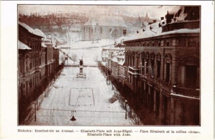 Miskolc, Erzsébet tér az Avassal télen