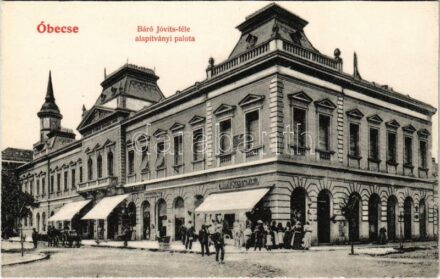 Óbecse, Stari Becej; Báró Jóvits féle alapítványi palota, Róth Manó és Fia, Hubert Izidor üzlete / palace, shops