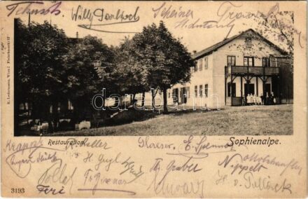 1907 Wien, Vienna, Bécs XIV. Penzing, Sophienalpe, Restauration / restaurant. K. Ledermann 3193. (EK)