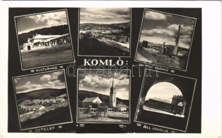 Komló, Kultúrház, Villamos erőmű, újtelep, állami iskola, Római katolikus templom (Bányász templom) (EB)