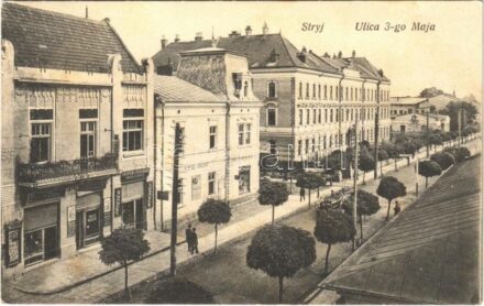 Stryi, Stryj; Ulica 3-go Maja / street view, shops. Nakl. Adeli Katz