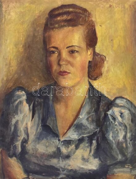 Révész jelzéssel: Salamon Ernő erdélyi költő sógornőjének arcképe. Olaj. vászon, sérült. Díszes fa keretben, 65x50 cm