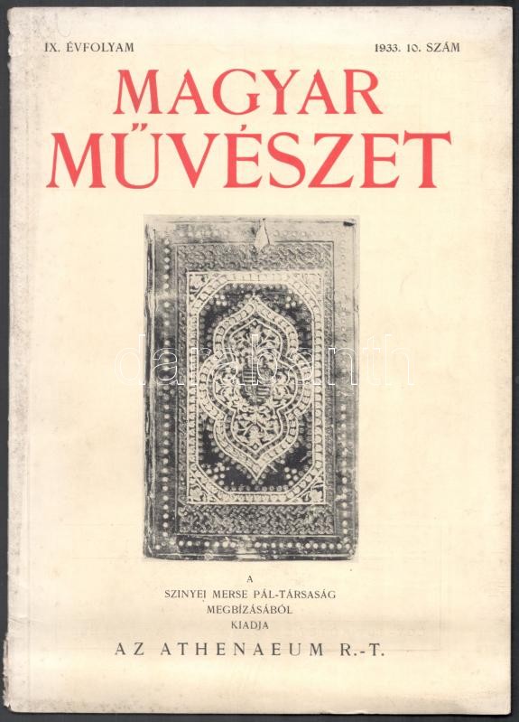 1933 Magyar Művészet IX. évf. 2. és 10 számok. Papírkötésben, kis szakadásokkal a borítón. - Image 2