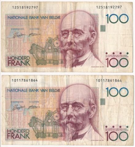 Belgium 1978-1981. 100Fr (2x) T:III Belgium 1978-1981. 100 Francs (2x) C:F Krause 140