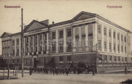 Szamosújvár, Gherla; főgimnázium. Anka Sándor kiadása / grammar school (ragasztónyom / gluemark)