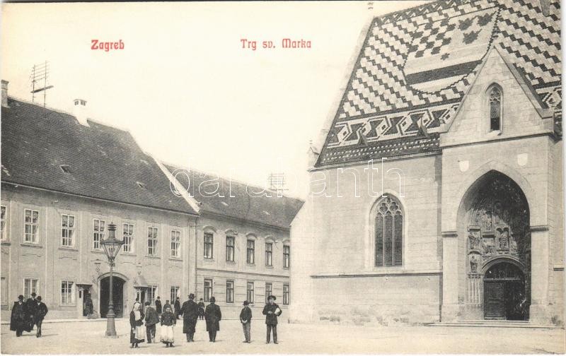 Zagreb, Zágráb; Trg sv. Marka / square, street view
