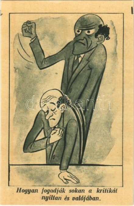 Hogyan fogadják sokan a kritikát nyíltan és valójában. Képzőművészeti Alap / Hungarian art postcard s: Ruszkay György