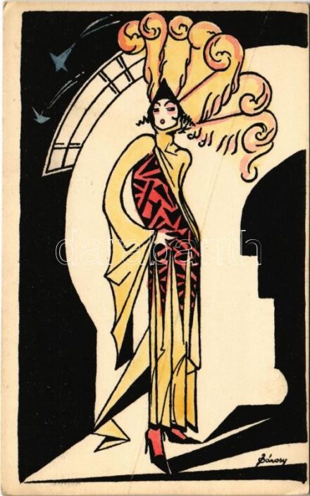 A Magyar Művészeti Vállalat kiadása, Orient Rt. / Hungarian fashion art postcard s: Sárossy