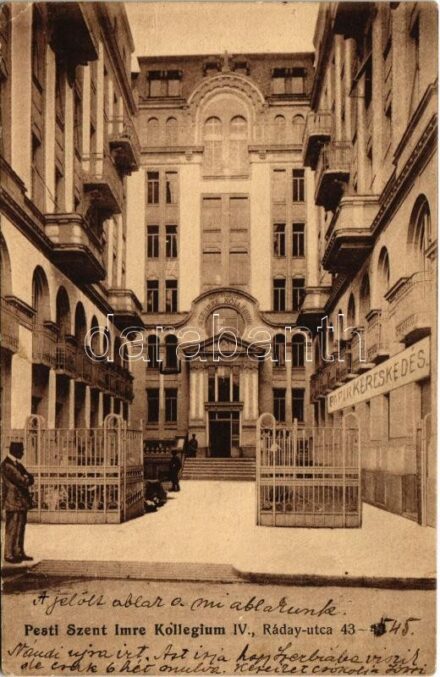 1914 Budapest IX. Pesti Szent Imre Kollégium, papírkereskedés. Ráday utca 43. Özv. Hofbauer Jánosné kiadása (EK)