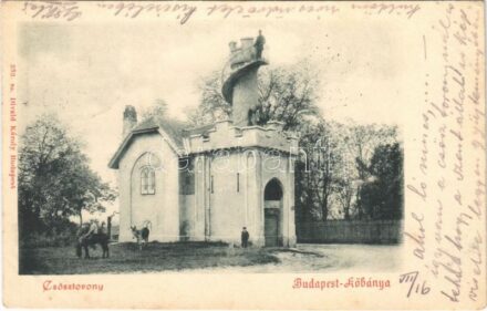 1901 Budapest X. Kőbánya, Csősztorony (évtizedekig innen őrizték a szőlőültetvényeket a tolvajok ellen). Divald Károly 333.