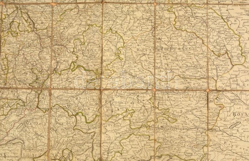 1791 Carte de L'Empire d'Allemagne / A német birodalom térképe. Hubert Jaillot. Rézmetsztetű térkép, megviselt állapotban, kartonra kasírozva. / Map of the German Empire. Engraving. Damaged. 90x56 cm - Image 4