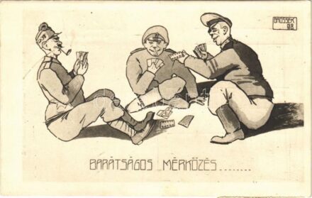 1922 Barátságos mérkőzés... Első világháborús orosz-magyar béke propaganda. ARS Nr. 108. Békekarikatúrák / WWI Russian-Hungarian military peace propaganda s: Brossek