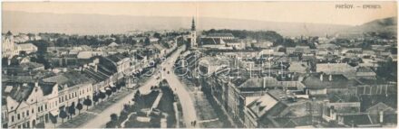 Eperjes, Presov; Fő utca. Kinyitható panorámalap / main street. folding panoramacard